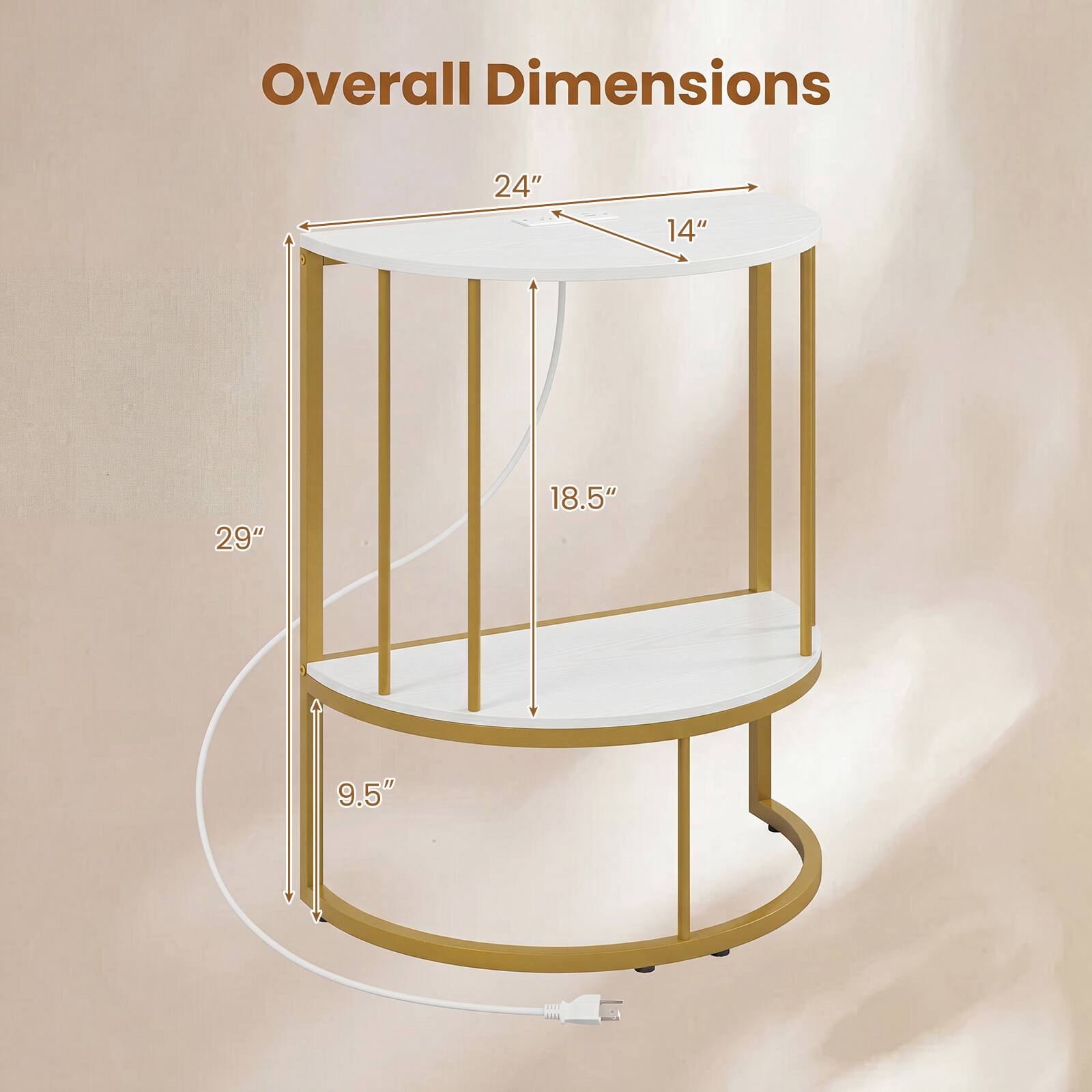 Overall Dimensions: 24" x 14" x 29" x 18.5" x 9.5"
