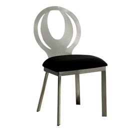 Manhattan Lane - Orla Contemporary Side Chair With Black Microfabric Seat, Set of 2 - Silver/Black