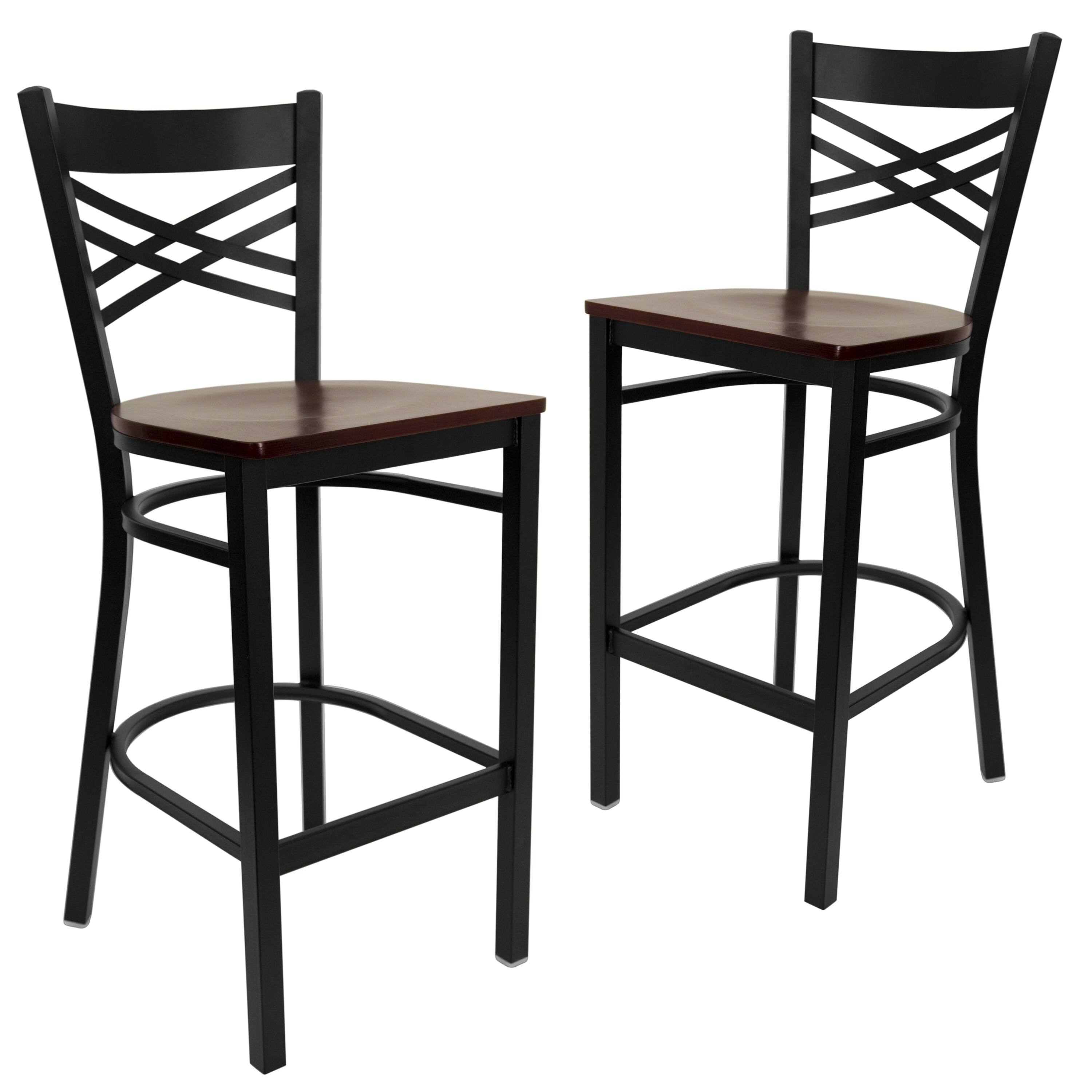 Mahogany Wood Seat/Black Metal Frame