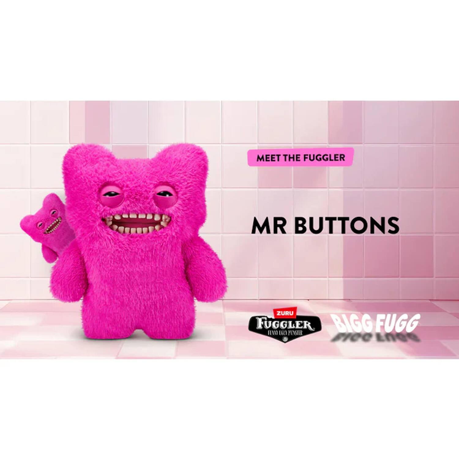 Zuru Fuggler Bigg Fuggs Mr Buttons 18 inches Plush Toy Pink 15733G-UP ...