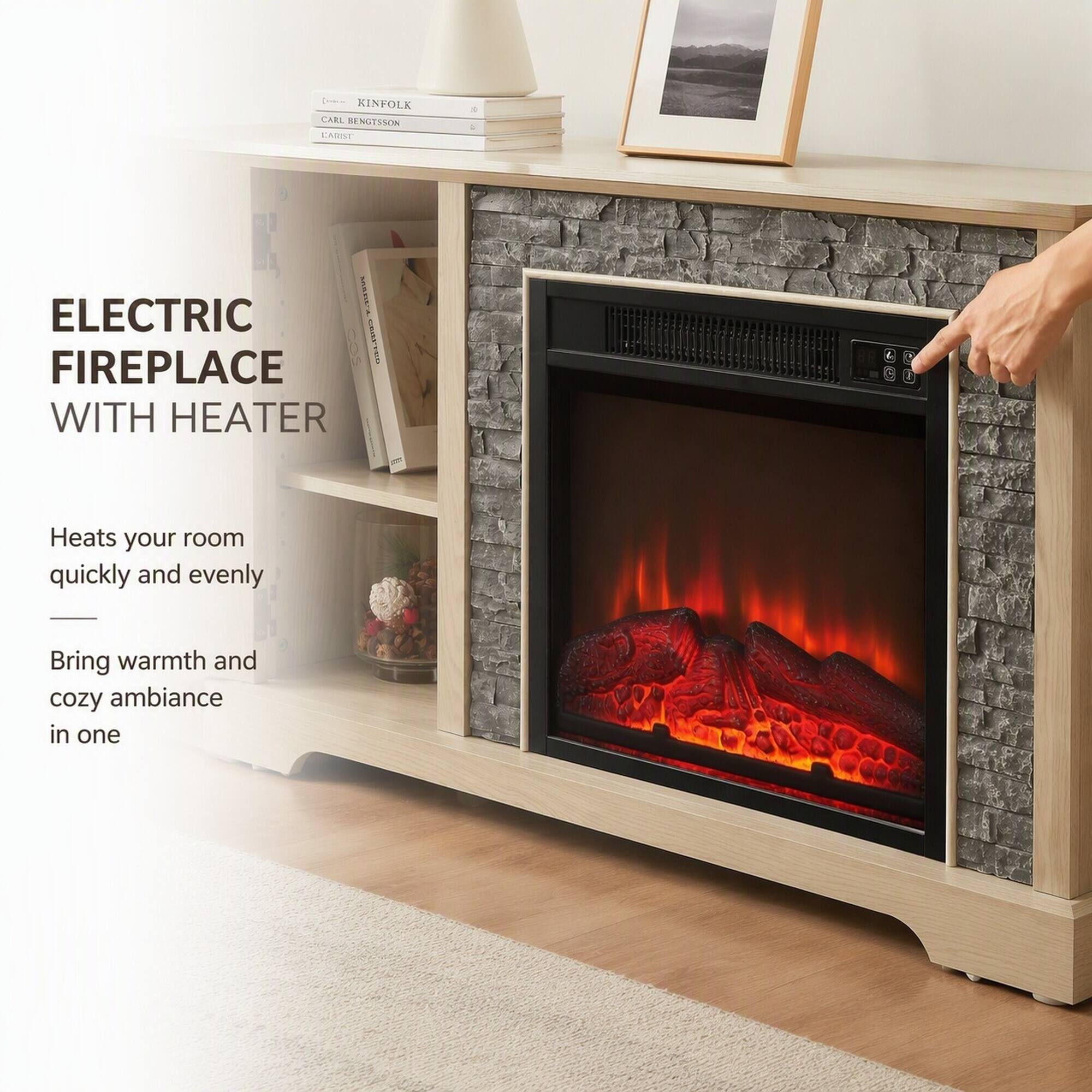 KINFOLK CARL BENGTSSON L'ARIST  
ELECTRIC FIREPLACE WITH HEATER  
9  
Heats your room quickly and evenly  
Bring warmth and cozy ambiance in one