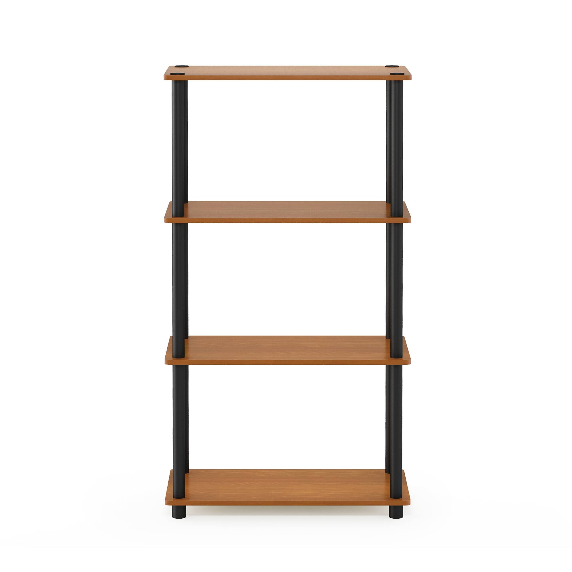 Alt View 2. Furinno - Turn-N-Tube 4-Tier Multipurpose Shelf Display Rack, Light Cherry/Black - Light Cherry/Black.
