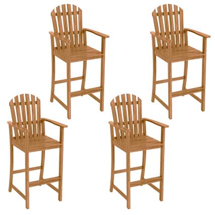 Front. Gymax - Gymax 4PCS Tall Adirondack Chair w/Back Armrests & Footrest for Balcony Porch Deck Natural - Yellow.