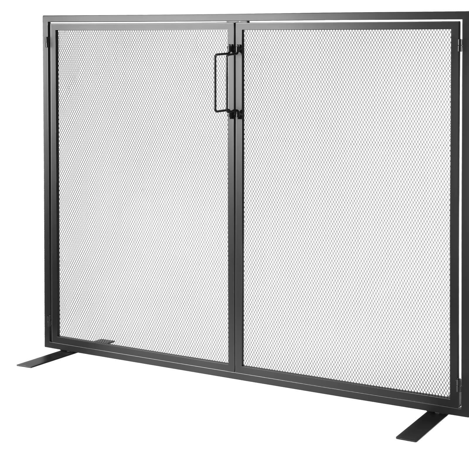 Alt View 5. VEVOR - Fireplace Screen 1 Panel with Door, Sturdy Iron Mesh Fireplace Screen, 38.98"(L) x30.7"(H) Spark Guard Cover - Black.