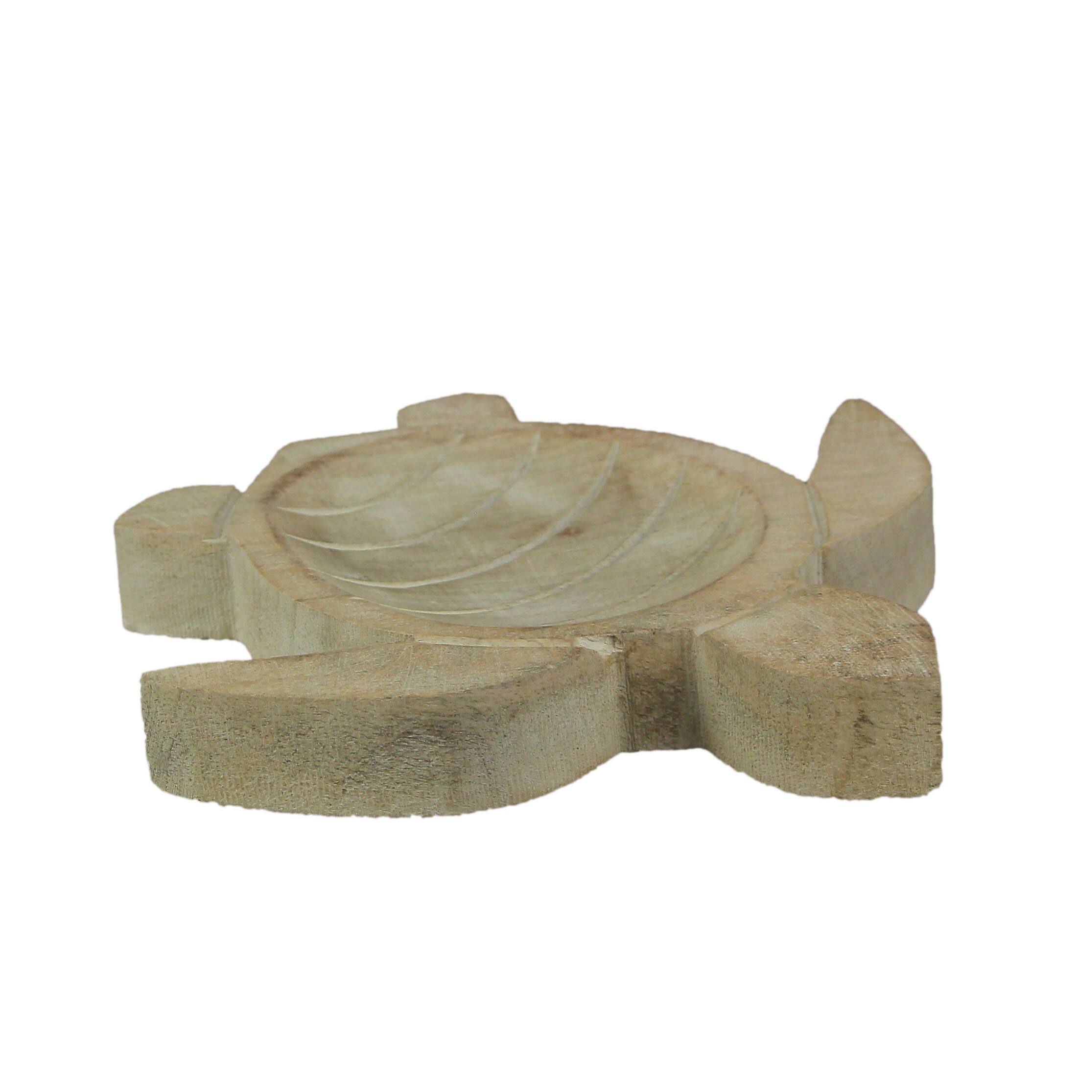 Alt View 2. PD Home & Garden - Hand Carved Wooden Sea Turtle Decorative Bowl 8 Inch - Brown.