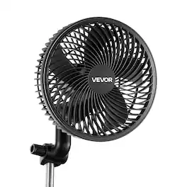 VEVOR - Plant Fan, Grow Tent Clip On Fan Rechargeable, USB Port with 9 Speeds & Circulation Mode, Smart Control - Black
