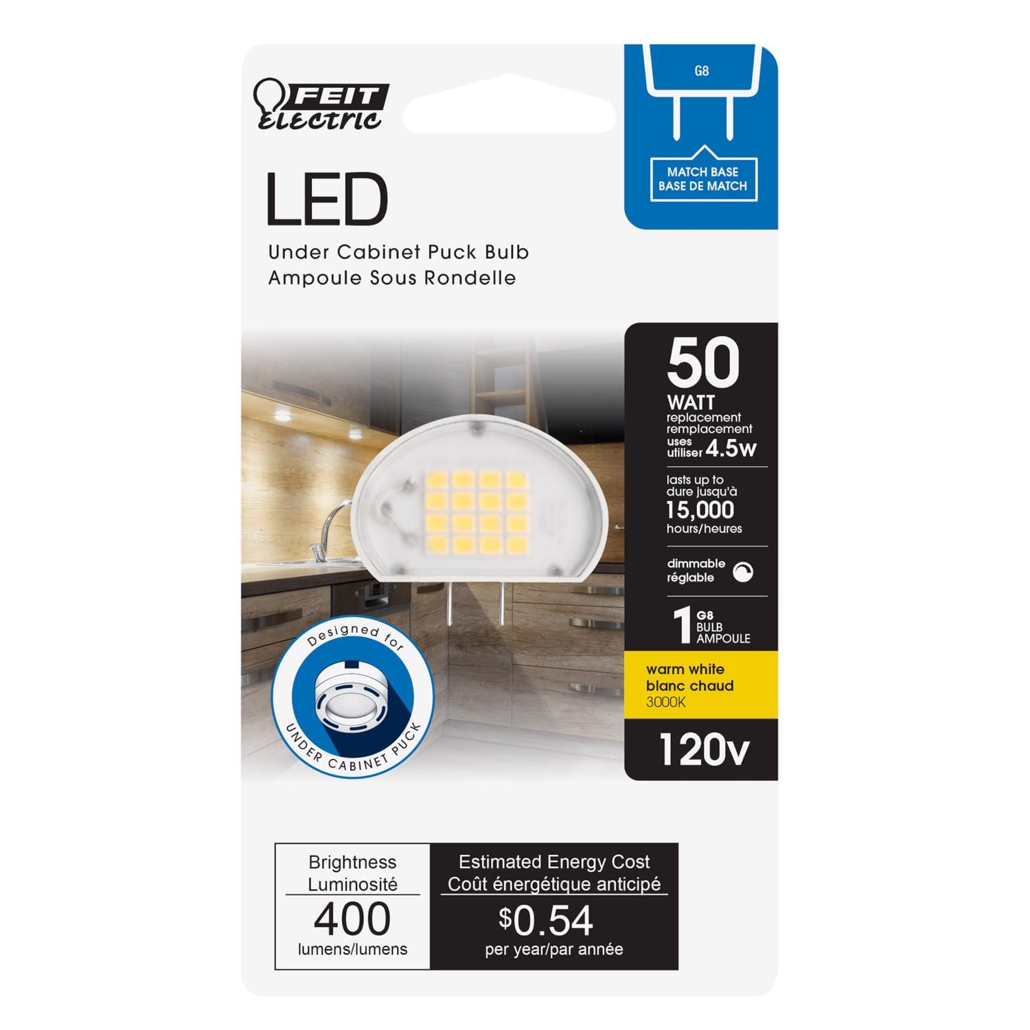 FEIT ELECTRIC - Feit Specialty G8 LED Bulb Bright White 50 Watt Equivalence 1 pk