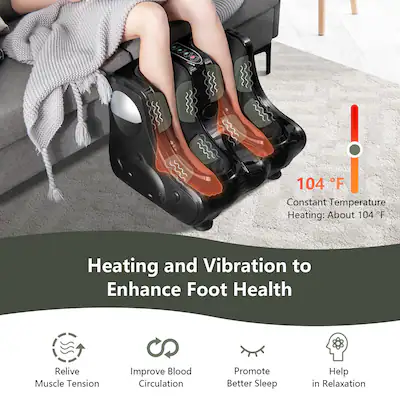 Gymax - Foot & Calf Massager w/ Heat Vibration Deep Kneading Shiatsu Foot Massage Machine - Black Gymax - Foot & Calf Massager w/ Heat Vibration Deep Kneading Shiatsu Foot Massage Machine - Black