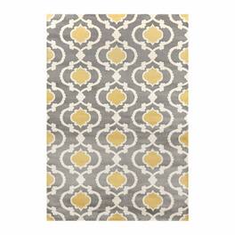 Hivvago - 5'3" x 7'3"' Grey Yellow Trellis Geometric Polpropylene Area Rug - Grey ,Yellow