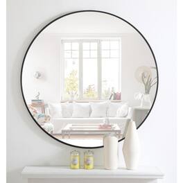 Elegant Decor - Metal frame Round Mirror 42 inch finish - Black