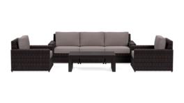 Yardbird® - Langdon Outdoor Sofa Set with Fixed Chairs - Shale
