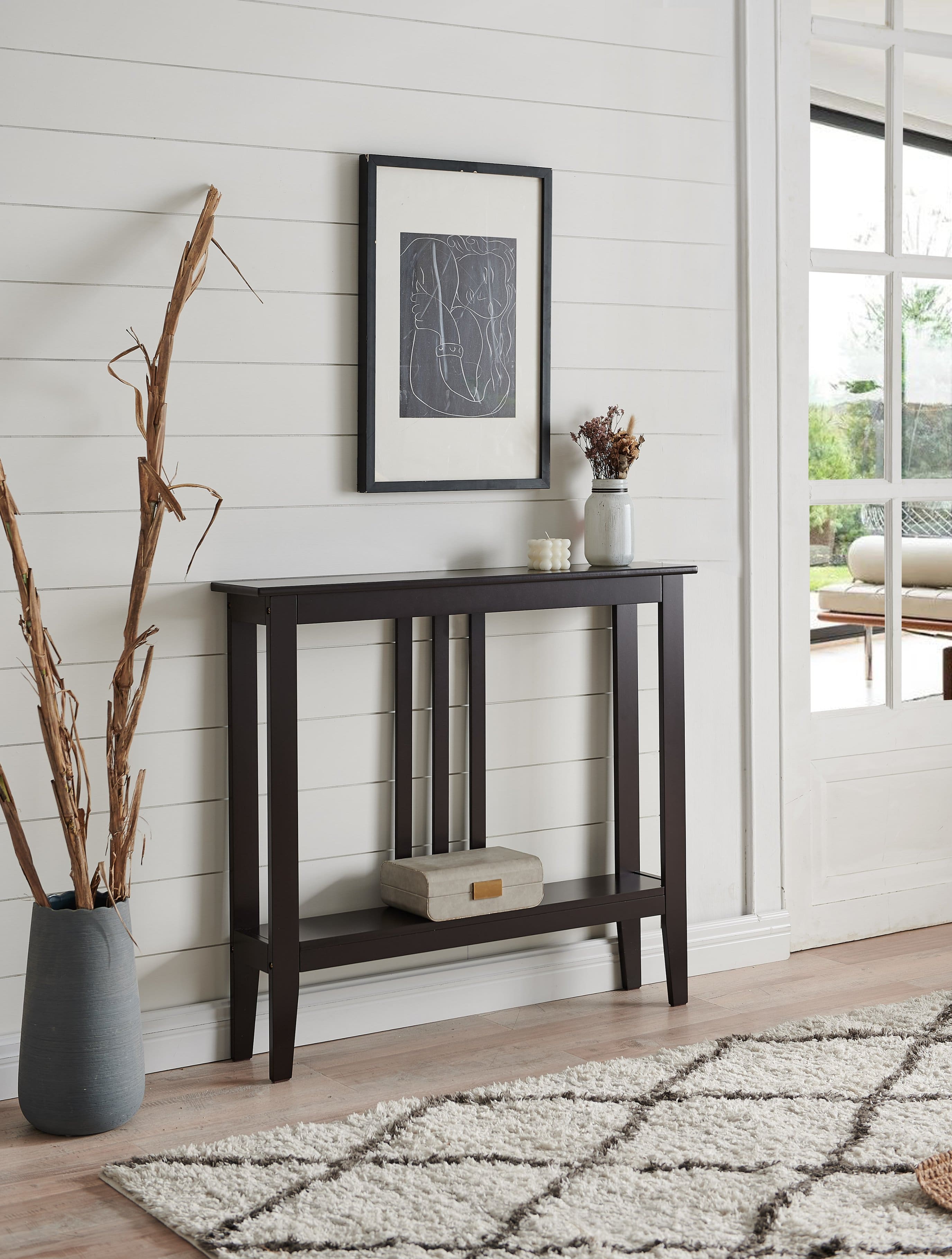 Kings Brand Furniture - Entryway Table - Narrow Console Table - Console Table with Storage - Dark Brown
