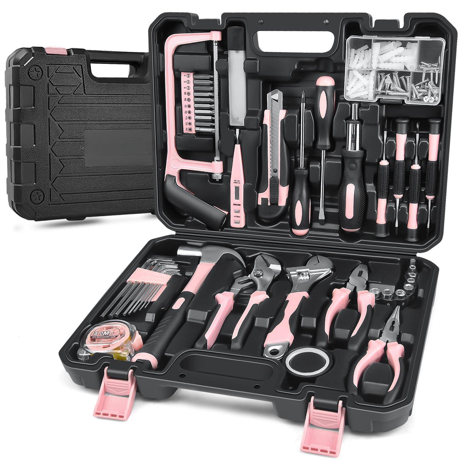Front. Skar Audio - Home Tool Kit 148-pcs - Household Basic Portable Hand Repair Set With Case & Ratcheting Hex Key Pliers Wrench... - Pink.