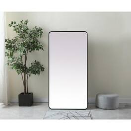 Elegant Decor - Soft Corner Metal Rectangle Full Length Mirror 30x60 Inch - Black