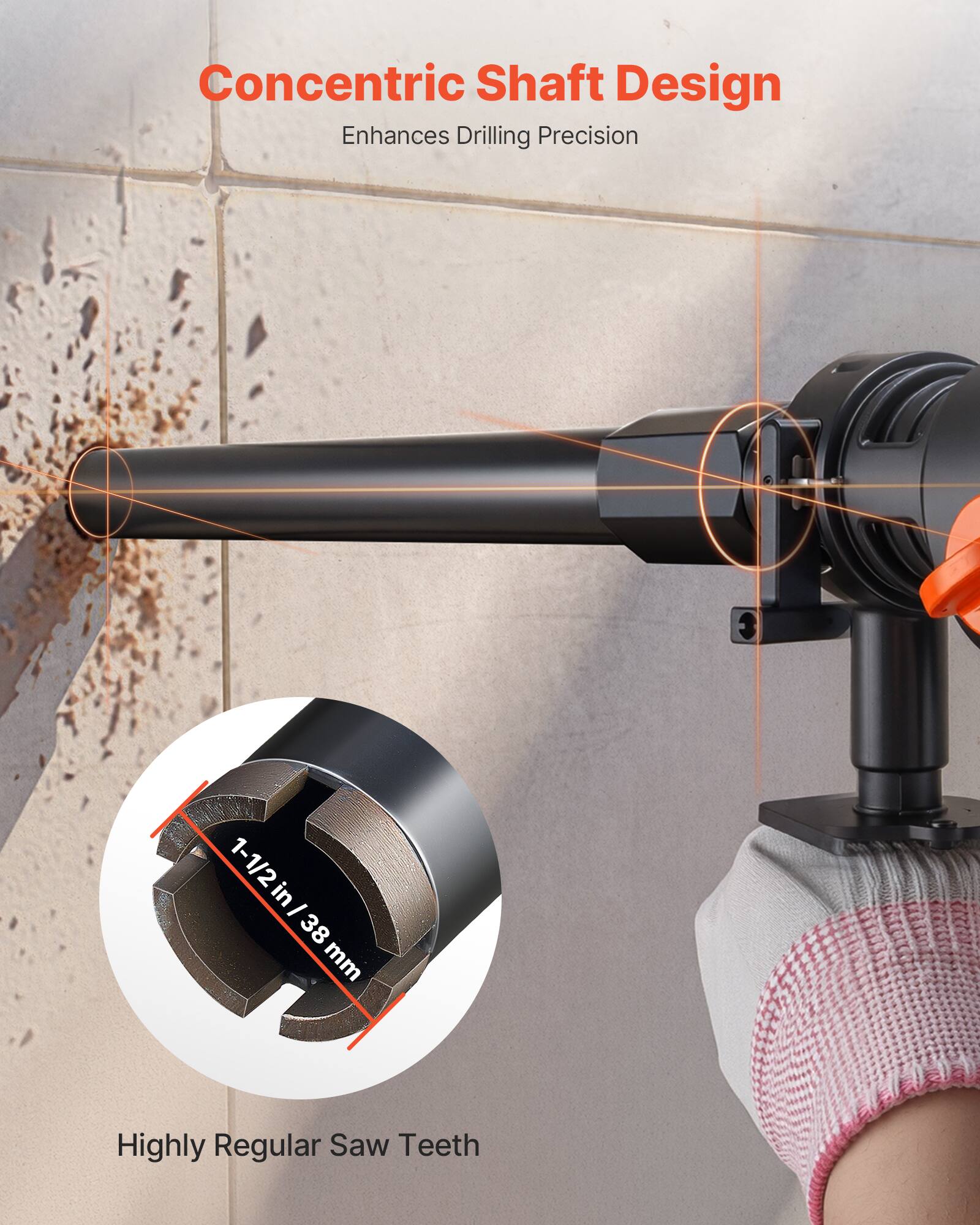 Concentric Shaft Design Enhances Drilling Precision

1-1/2 in / 38 mm

Highly Regular Saw Teeth