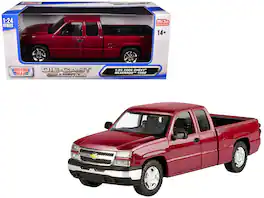 2006 Chevrolet Silverado 1500 Pickup Truck "Die-Cast Collection" Series 1/25 Diecast Model Car by Motormax - Red Metallic