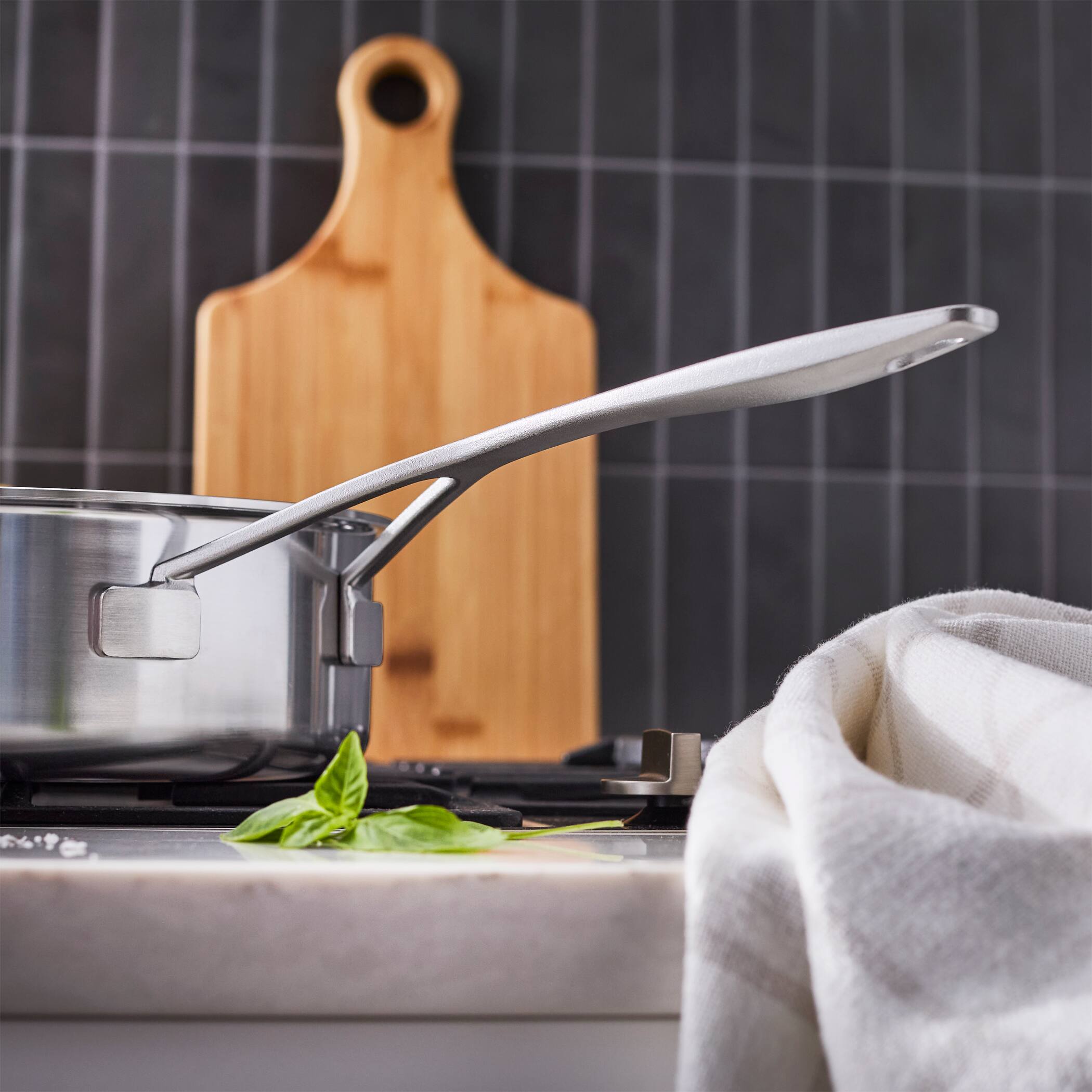 Alt View 5. Demeyere - Demeyere Industry 5-Ply 3-qt Stainless Steel Saute Pan with Handle Helper - Stainless Steel.