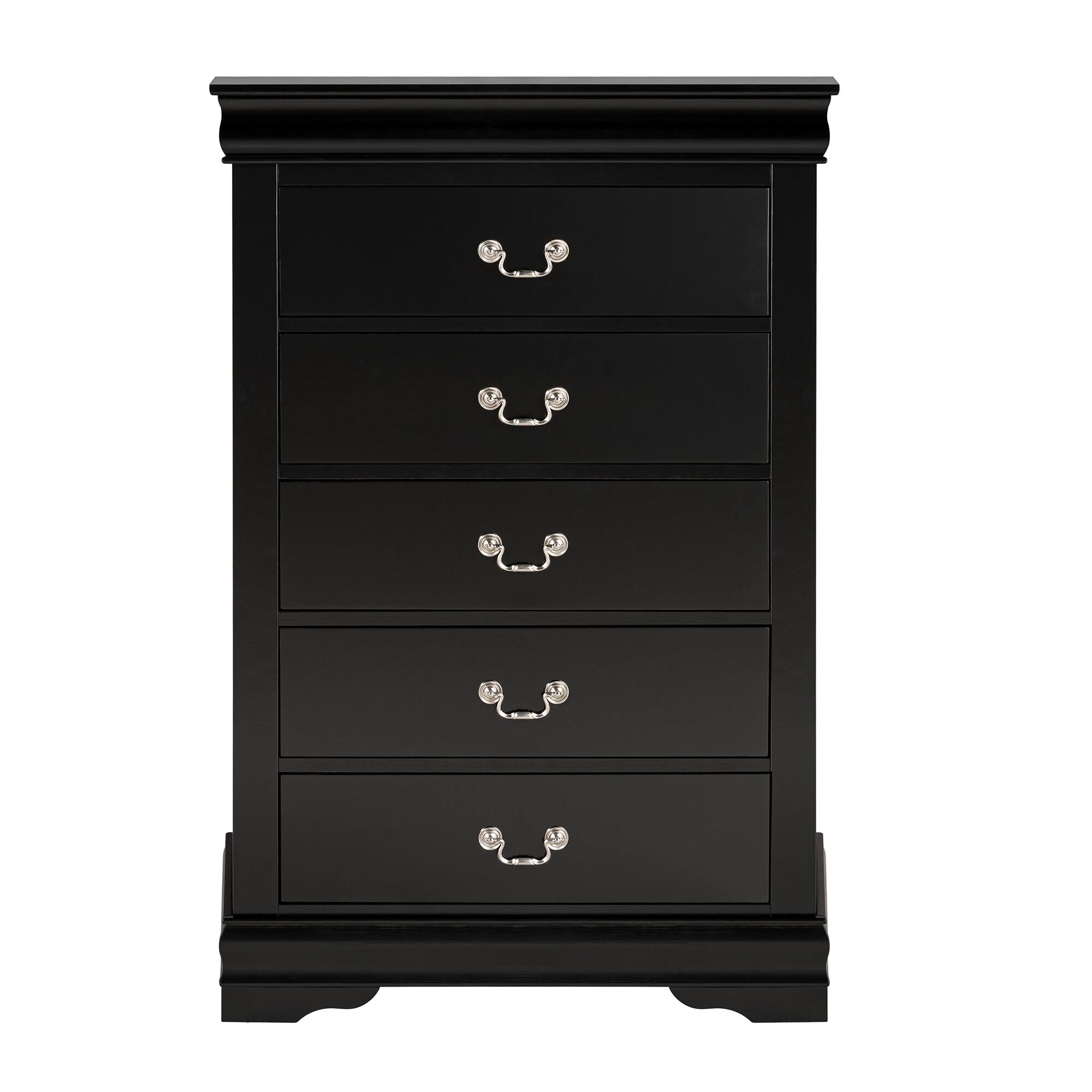 Front. Vaczon - Solid Wood Dressing Chest Multi‑Drawer Dresser Cabinet English Dovetail for Bedroom, Closet & Hallway Storage - Black.