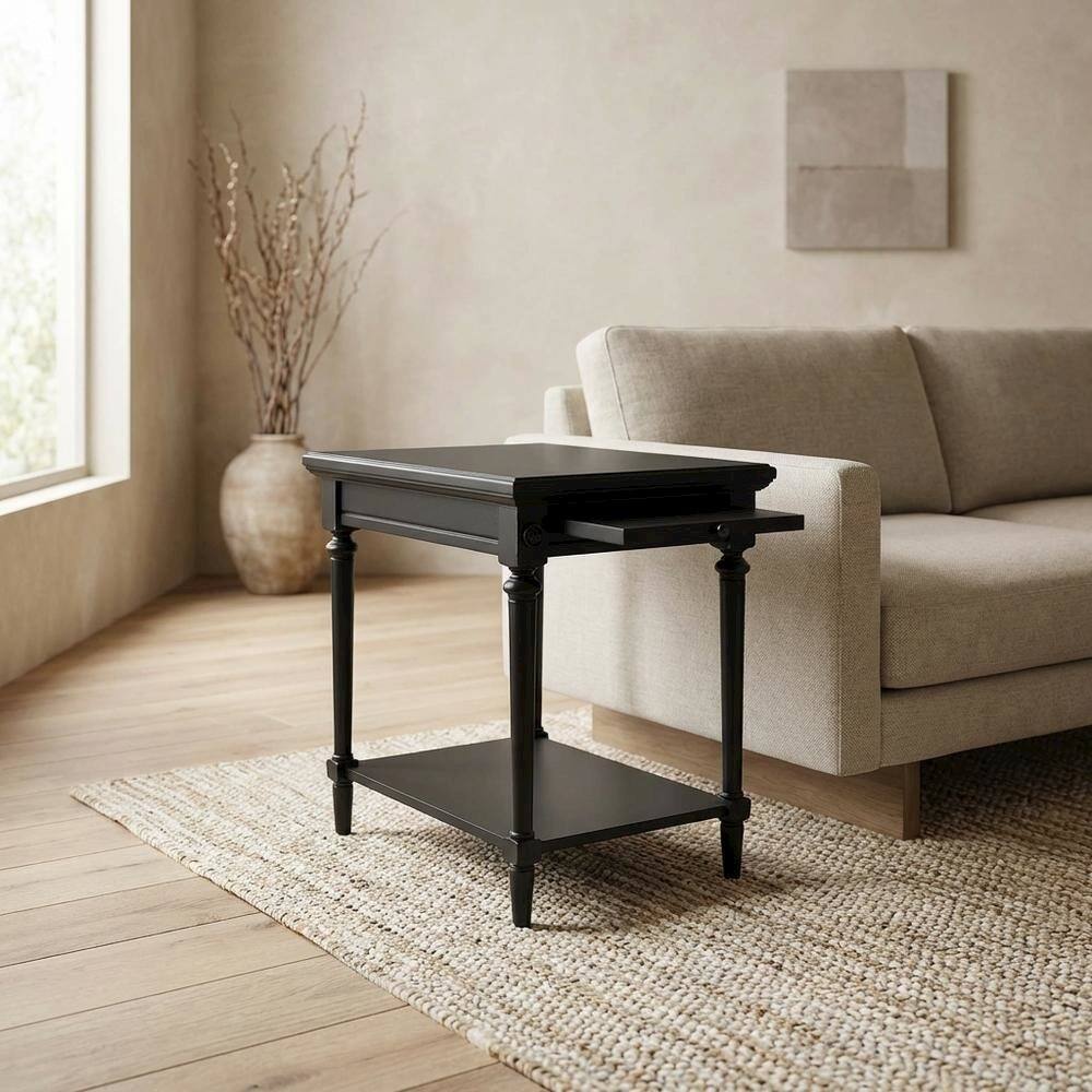 Alt View 3. Starlight Canyon Home - Rectangular End Table, Traditional Wood Accent Side Table for Living Room - Black.