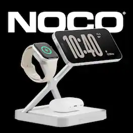 NOCO - XGrid XDS3: 3-in-1 Wireless Charging Stand for iPhone, Apple Watch & AirPods – MagSafe Compatible + Qi2 Certified - White