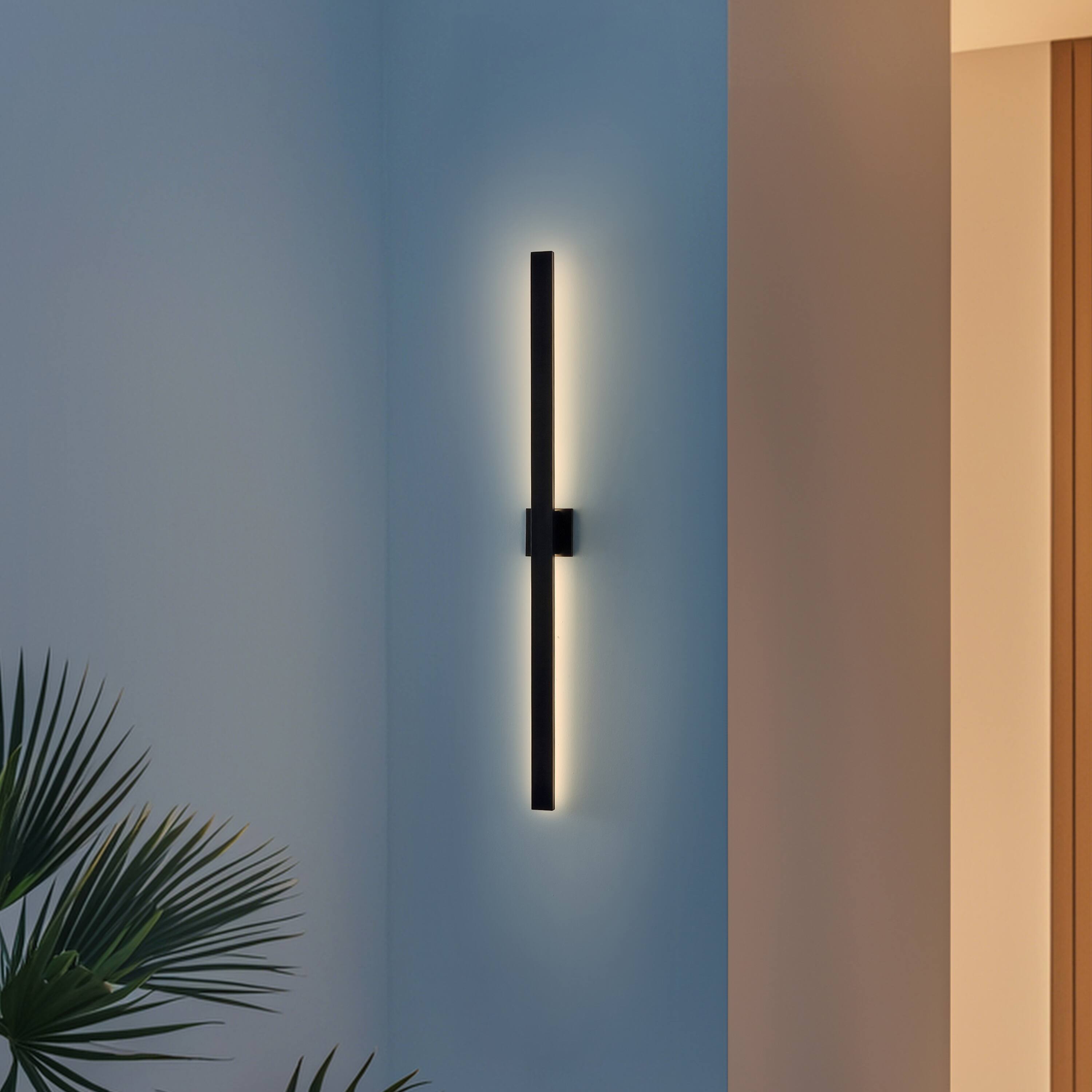 Alt View 1. Jonathan Y - Vara 49.5" Modern Minimalist Indoor/Outdoor Metal 350-Degree Rotate Dimmable Integrated Linear LED Wall Sconce, Black - Black.