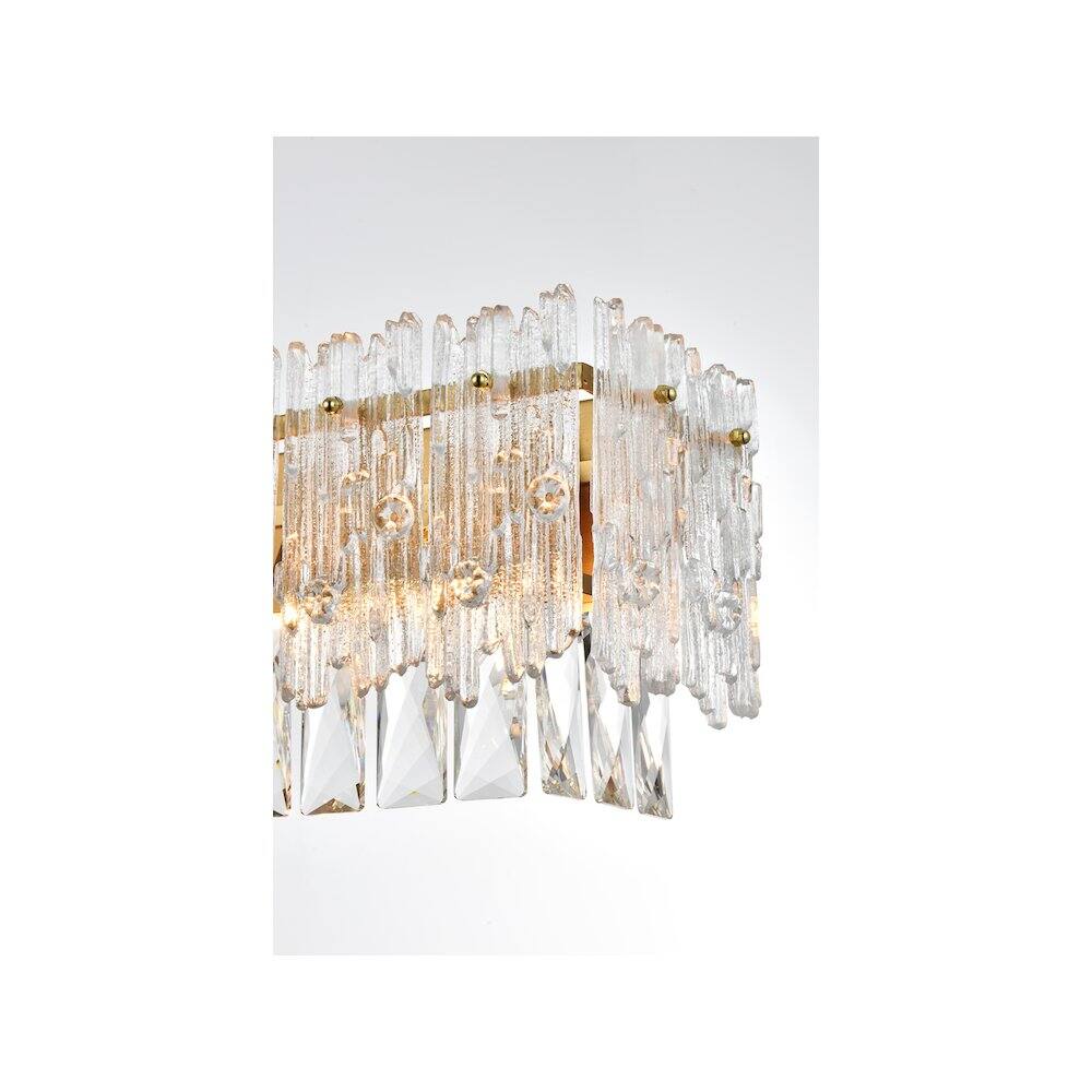 Back. Elegant Lighting - Emilia 27 inch Wall Sconce in Satin Gold - Satin Gold And Clear.