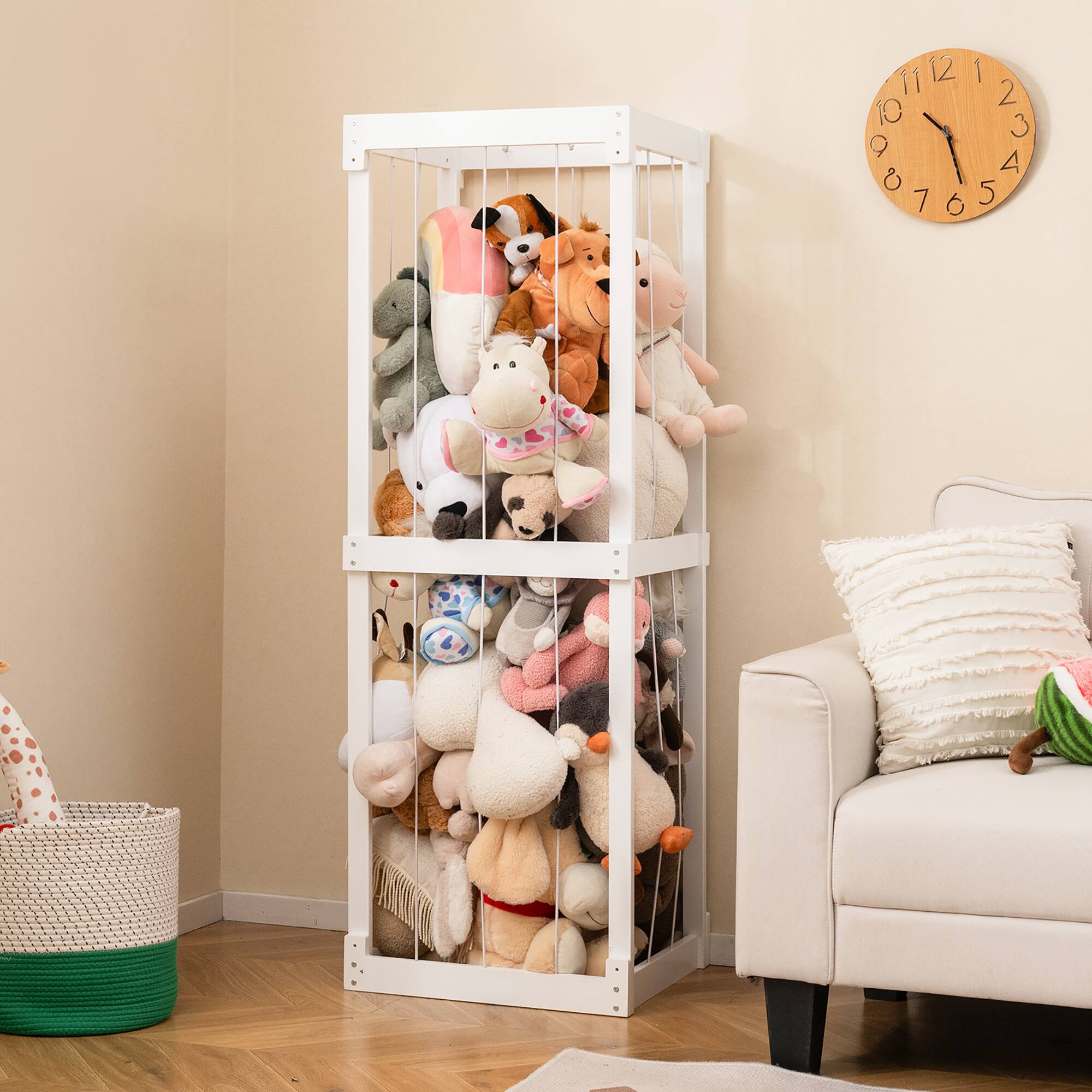 Alt View 1. Gymax - Gymax 300L Large Stuffed Animal Storage Space-saving Toy Storage Organizer w/Open Top White - White.