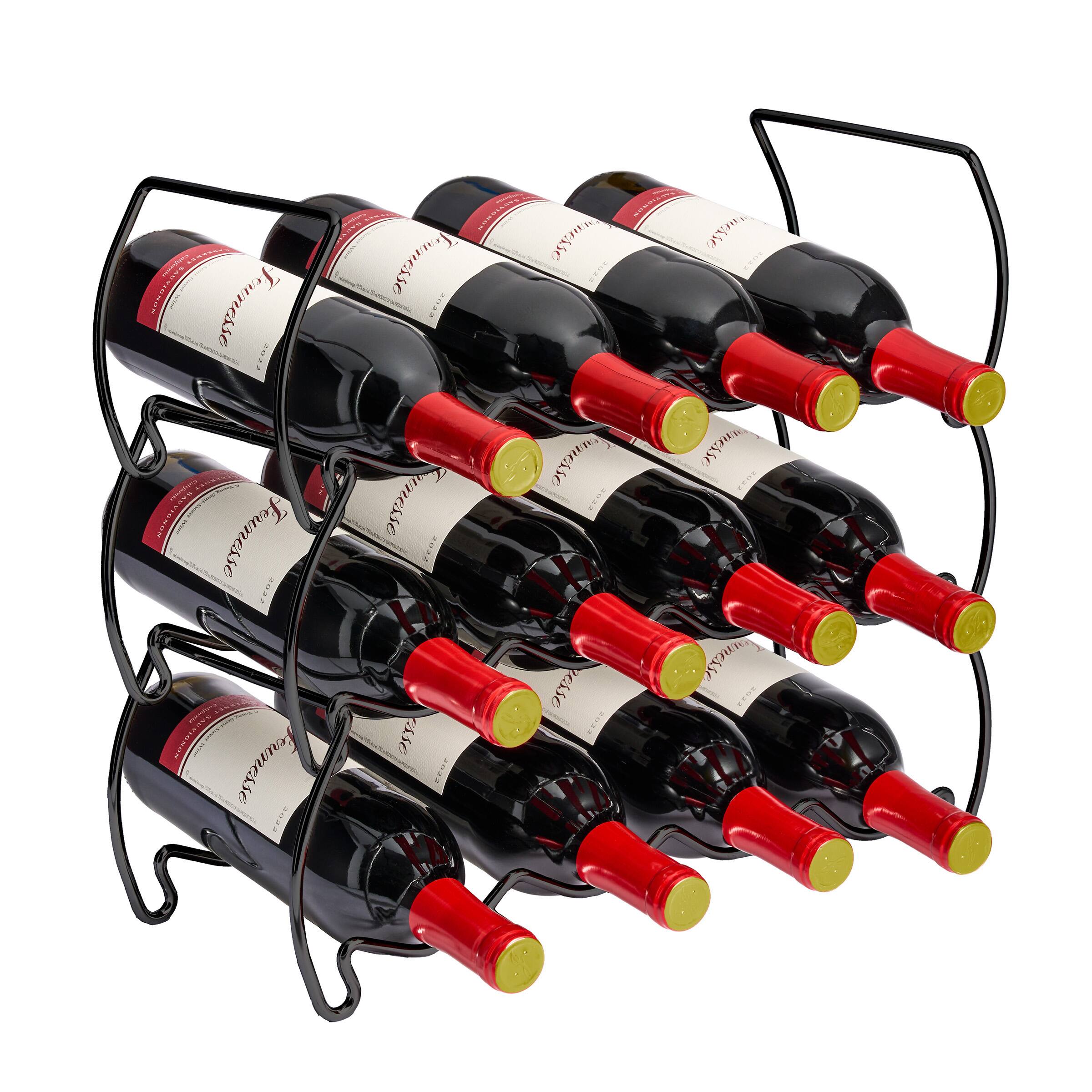 Sorbus - 3-Tier Stackable Wine Rack - Classic Style Wine Racks for Bottles - Perfect for Bar, Wine Cellar, Basement - Black