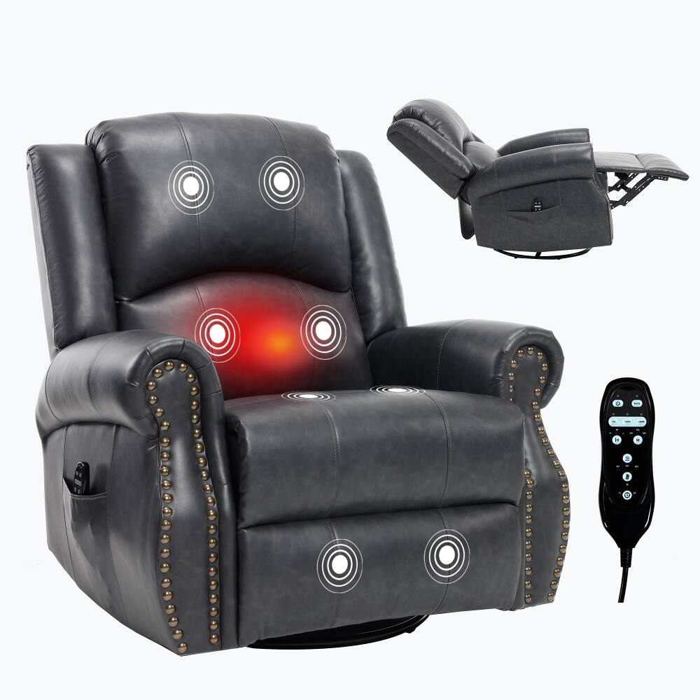Left. Ropilly - Ropilly Manual Swivel Rocker Recliner, Grey Massage Recliner Chair with Heat - Grey.
