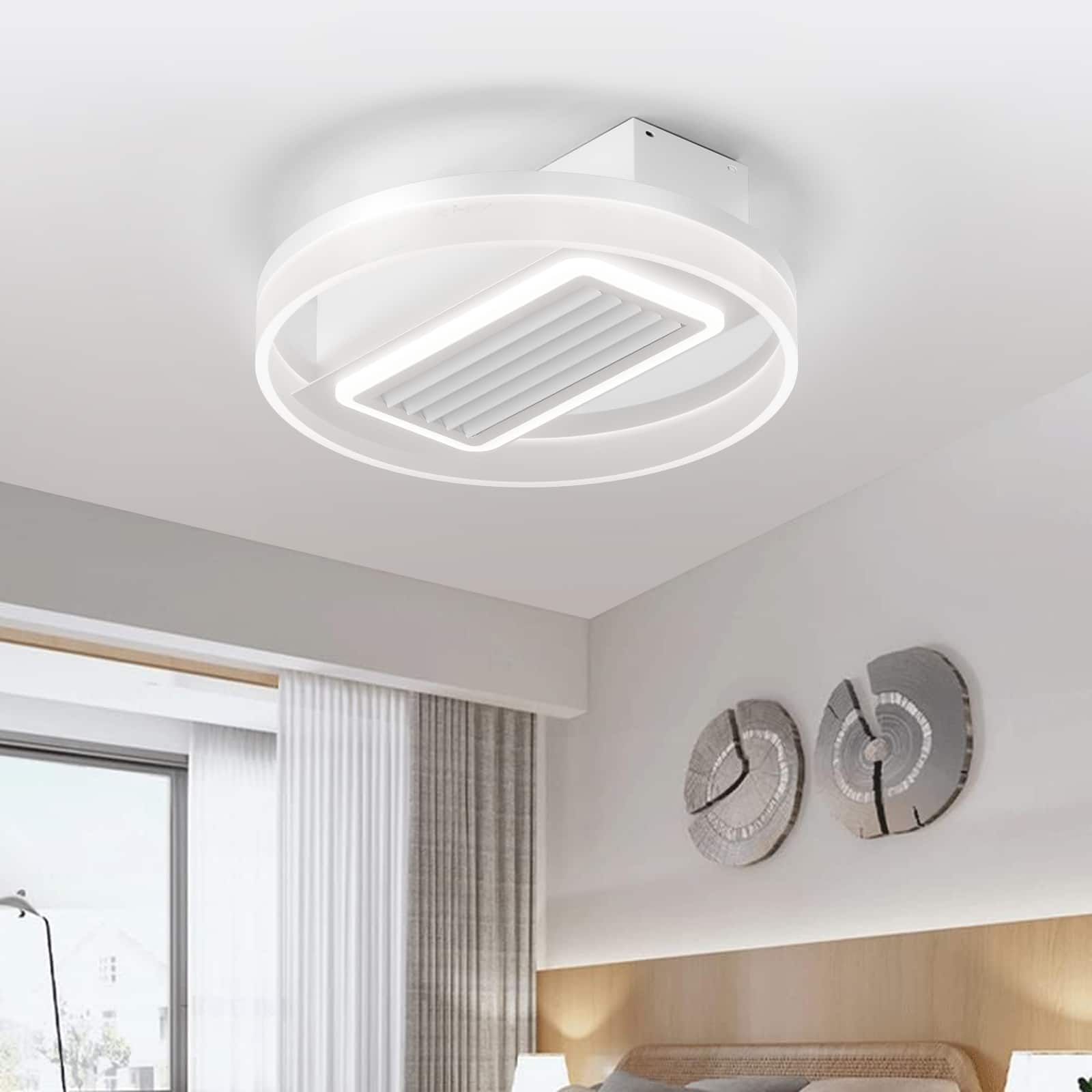 TinyHomie - 20 LED Bladeless Ceiling Fan Light with Remote Control Modern Flush Mount Ceiling Lamp