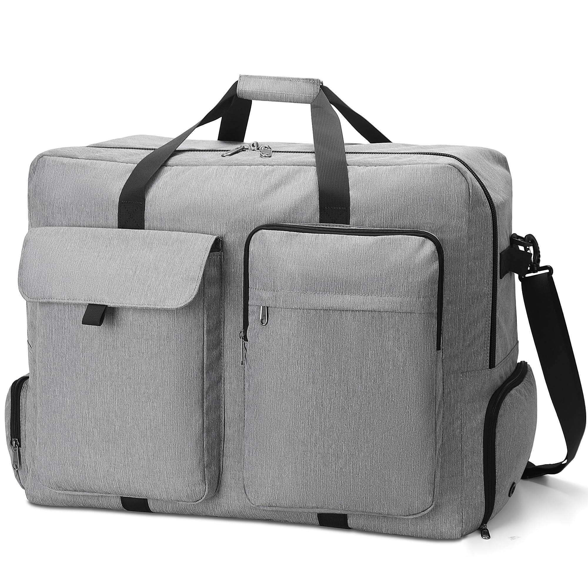Front. Paradigms Interiors - Large Travel Duffle Bag For Men Women Foldable Waterproof Packable With Shoes Compartment Overnight Gym Wee... - Gray-100L.