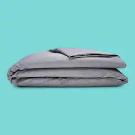 Sleepgram - Supima 400 Thread Count Cotton Duvet Cover with Travel Bag, King, Grey - Gray