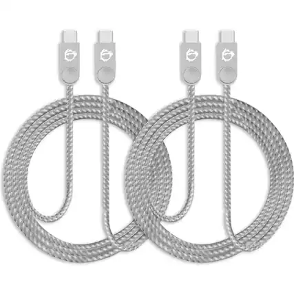 Front. SIIG - USB-C to USB-C Charging & Sync Braided Cable - 3.3ft, 2-Pack.