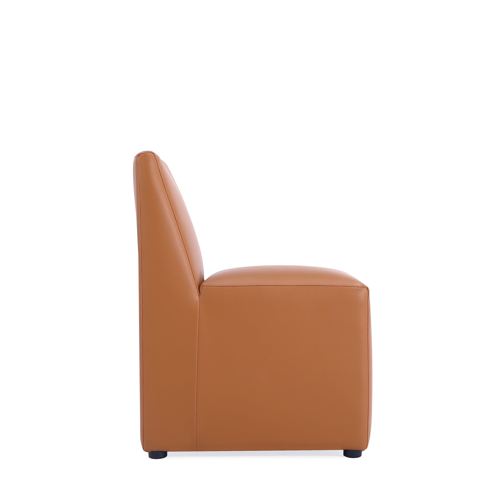 Alt View 1. Manhattan Comfort - Anna Square Modern Vegan Leather Dining Chair - Saddle Brown.