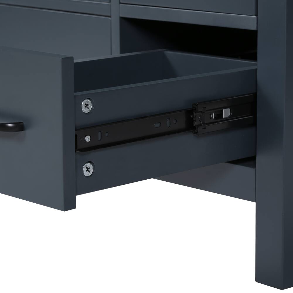 Alt View 7. JUJABU - 36" Blue Bathroom Vanity with Ceramic Sink, 2 Soft-close Doors and 5 Drawers - Blue.