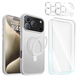 Entronix - 5-in-1 Protection Bundle for iPhone 17 Pro Max - Matte Gripstand Case with Screen & Lens Protectors - White