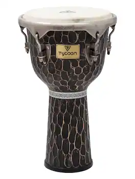 Tycoon Percussion - 12-Inch Aged Siam Oak Djembe, 22-Inch Height, Goat Skin Head and Brushed Chrome Hardware