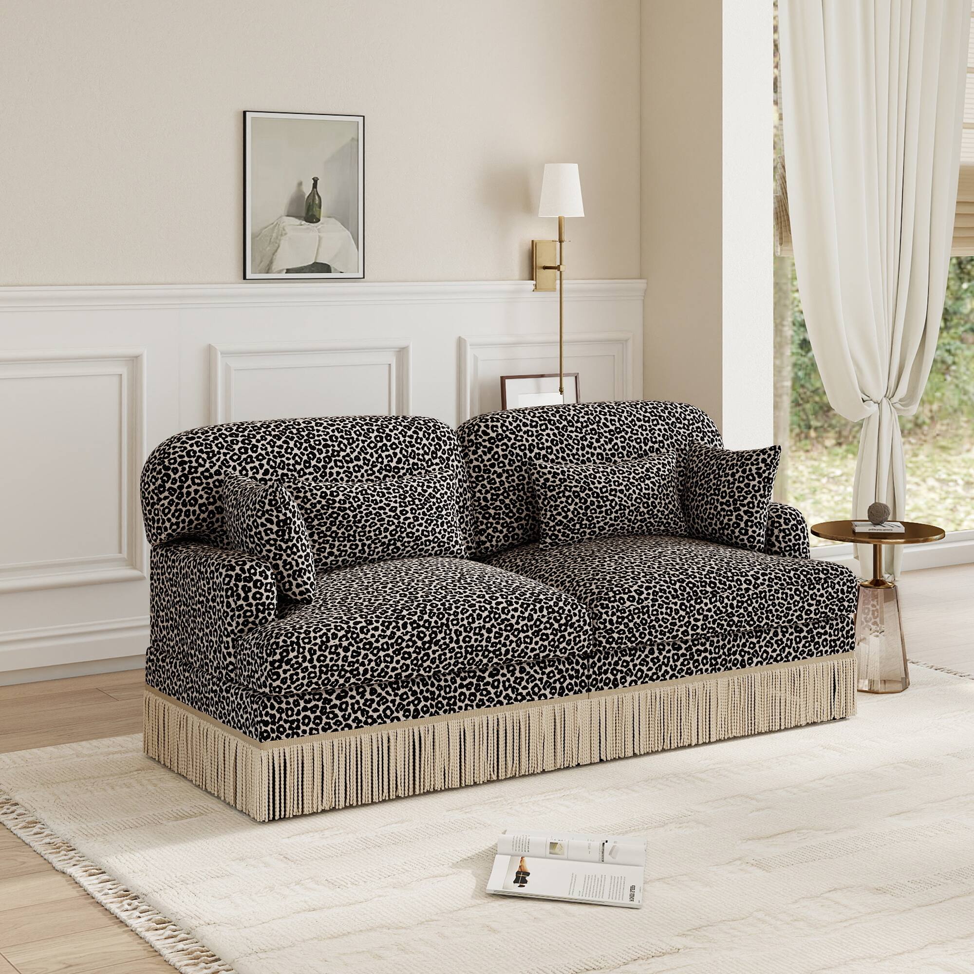 Anysun Modern Fashion Leopard Print Chenille Deep Seat Loveseat, Easy ...