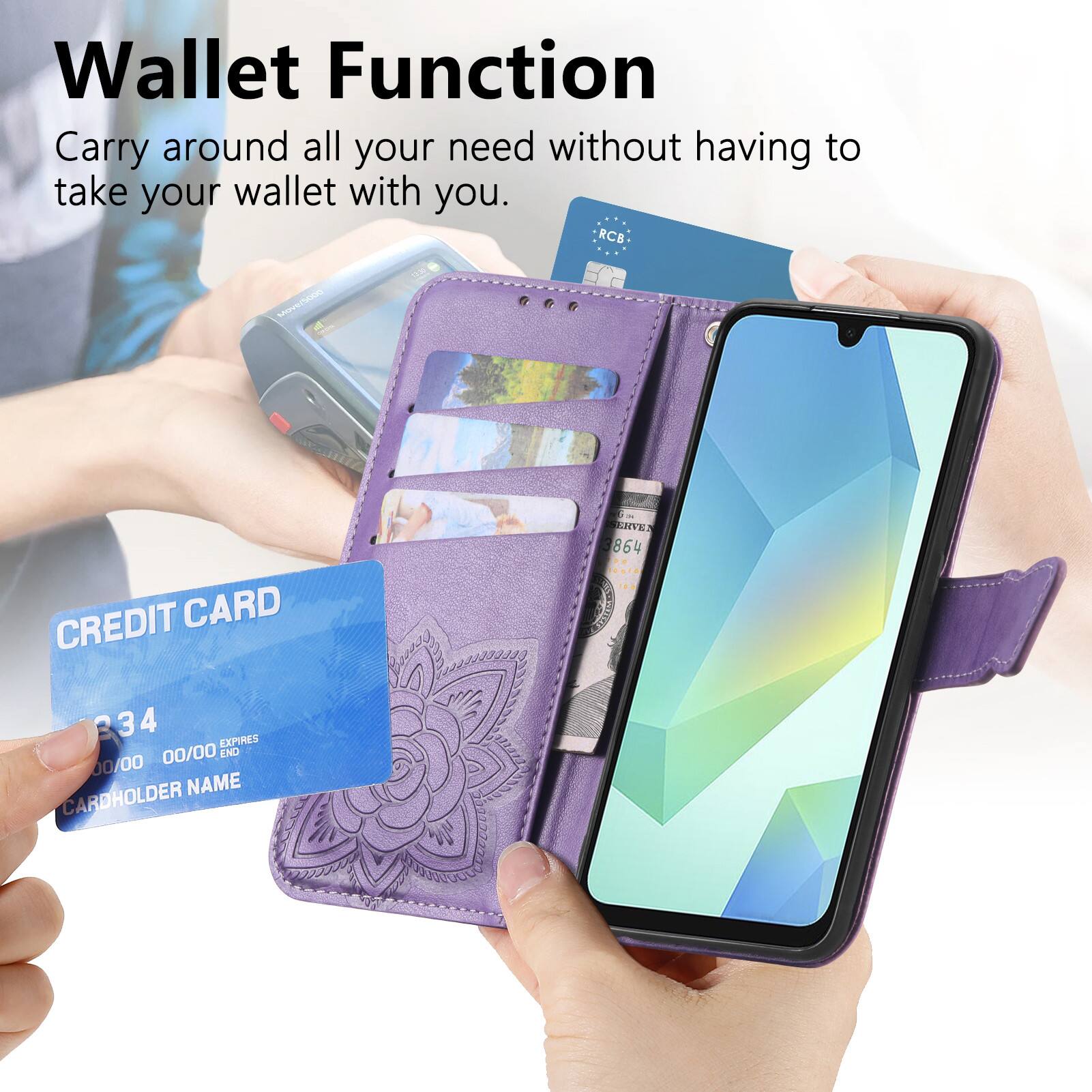Wallet Function  
Carry around all your need without having to take your wallet with you.  

CREDIT CARD  
RCB  
864 234 4  
EXPIRES 00/00  
END 00/00  
CARDHOLDER NAME