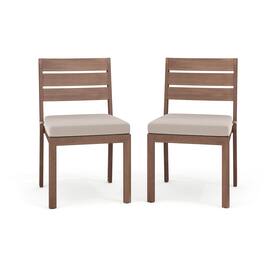 Martha Stewart - Bedford 2PK All-Weather Stacking Patio Side Dining Chairs with Seat Cushions - Brown