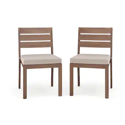 Front. Martha Stewart - Bedford 2PK All-Weather Stacking Patio Side Dining Chairs with Seat Cushions - Brown.