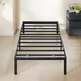 Songmics Home - Twin Metal Bed Frame 14 Inches Tall, 550 lb Weight Capacity, with Under-Bed Storage, Easy Setup, Heavy-Duty Platform Bed - Matte Black