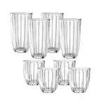 Front. Jay Import - Capri 8-Piece Glassware Set – 4 Coolers (16oz) & 4 DOF Glasses (10oz) - Clear.