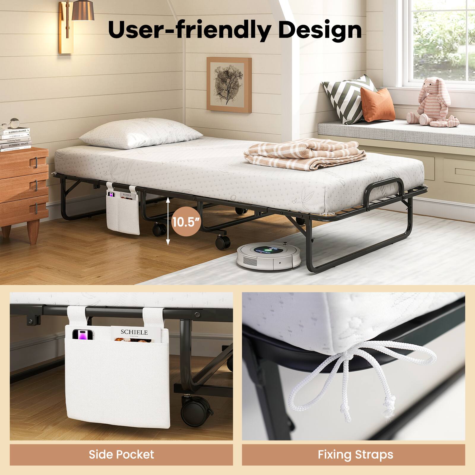 User-friendly Design

10.5" SCHIELE Side Pocket Fixing Straps

Side Pocket

Fixing Straps