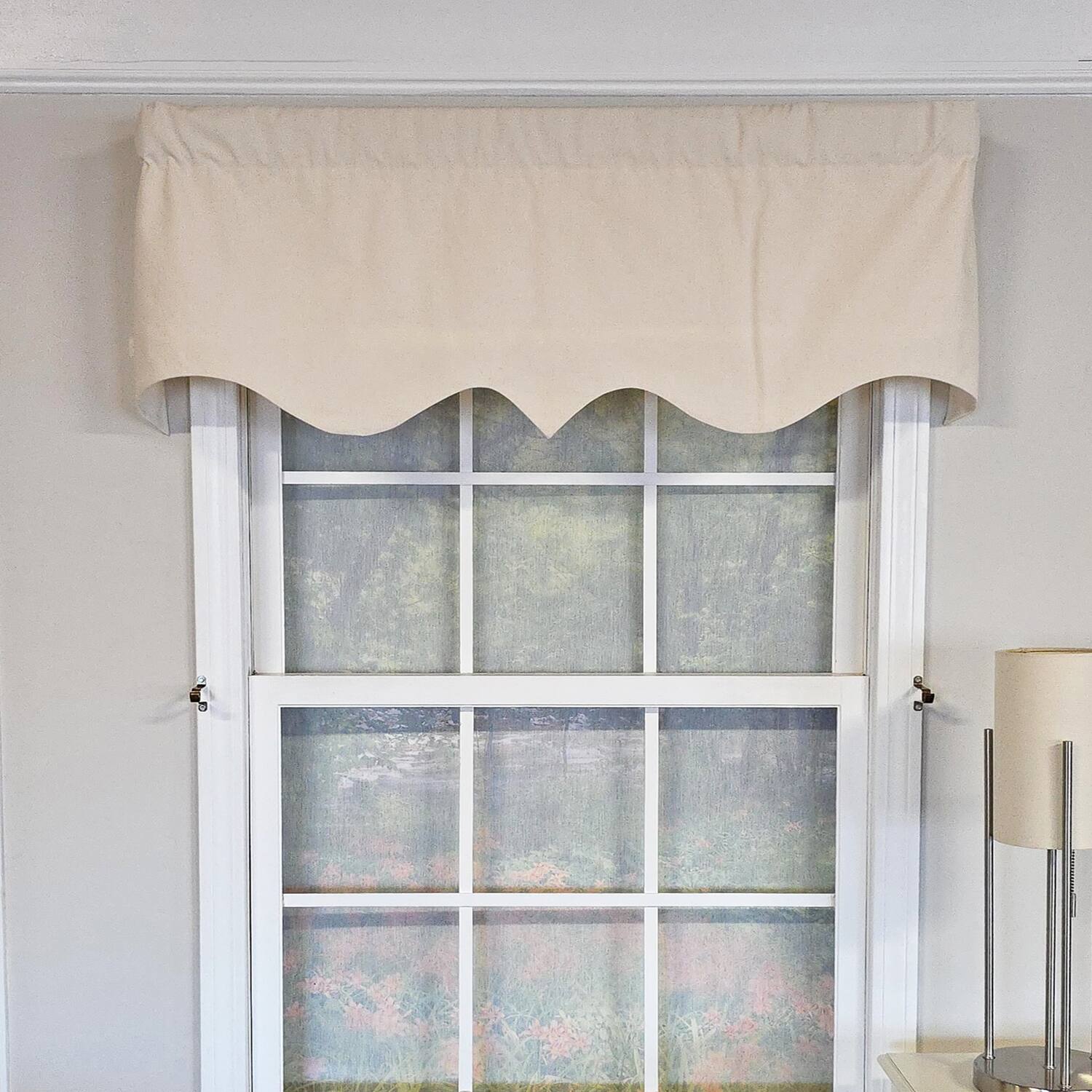 Angle. RLF Home - RLF Home Soft Duck  Regal 100% Cotton Rod Pocket Lined  Window Valance 50" x 17" Natural - Natural.