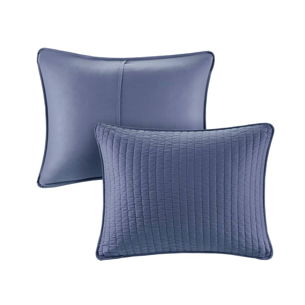 Alt View 4. Gracie Mills - Gracie Mills Becker Cozy Reversible Pick Stitch Quilt Set with Matching Shams - Navy.