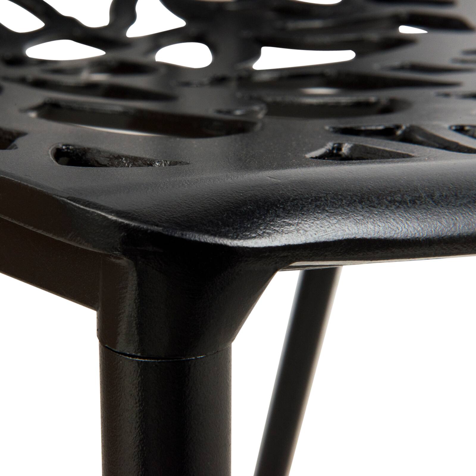 Alt View 7. LeisureMod - Devon (Set of 2) Aluminum Outdoor Dining Chair, UV Resistant & Stackable Floral Design Accent Chair - Fully Assembled - Black.