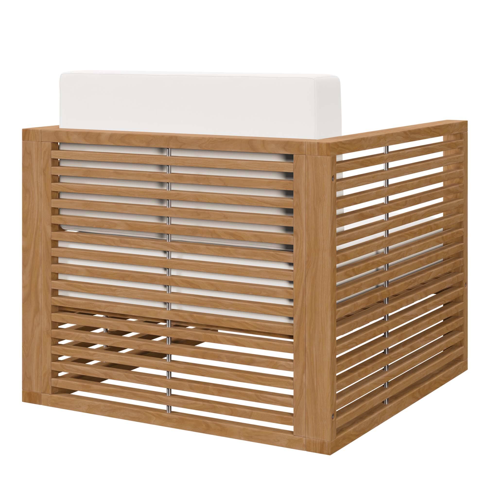 Alt View 2. Modway - Carlsbad 3-Piece Teak Wood Outdoor Patio Set - Grade A Premium Teak, All-Weather Cushions - Natural White.