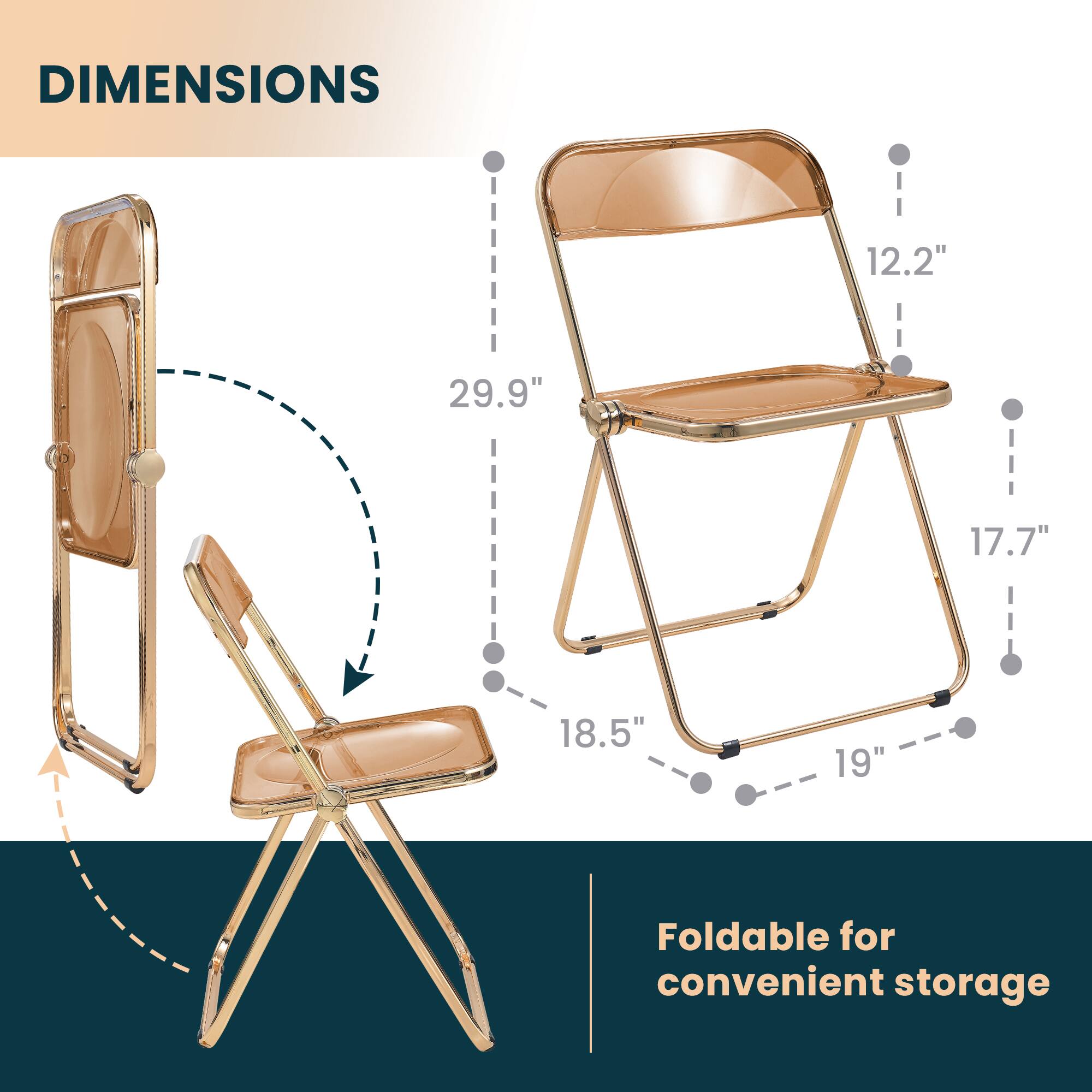 DIMENSIONS 12.2" 29.9" 17.7" 18.5" 19" Foldable for convenient storage