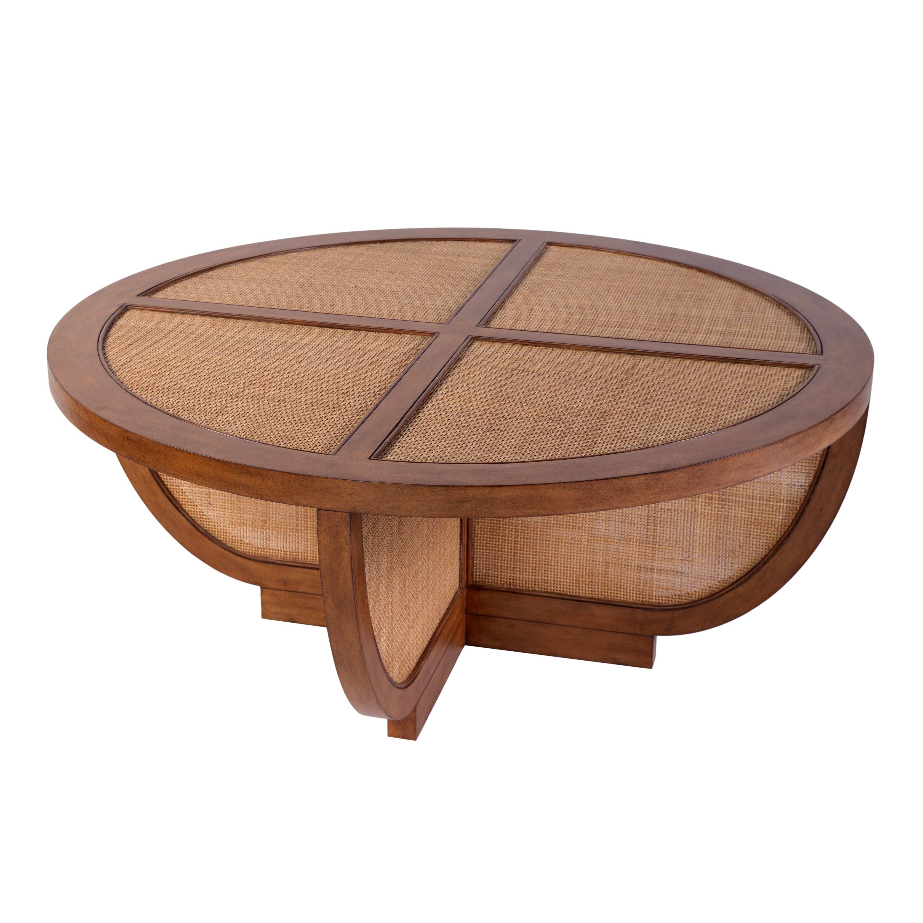 Front. Butler Specialty - Bali Breeze 42 in. Round Wood and Mesh Woven Coffee Table - Brown.